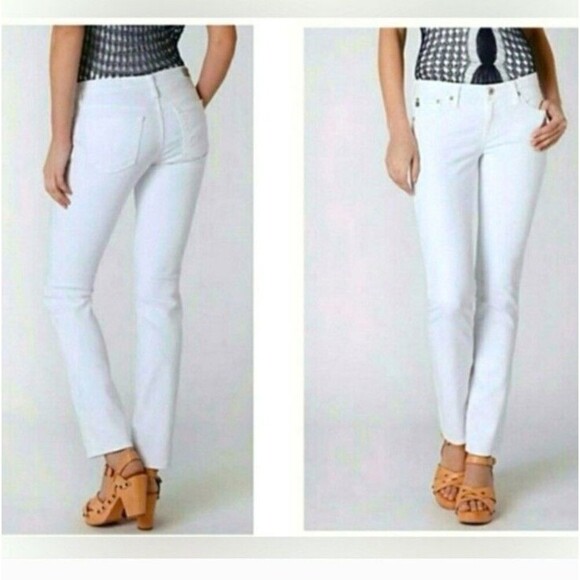 Ag Adriano Goldschmied Denim - AG ADRIANO GOLDSCHMIED THE STEVIE ANKLE SLIM STRAIGHT LEG WHITE JEANS WOMEN 27